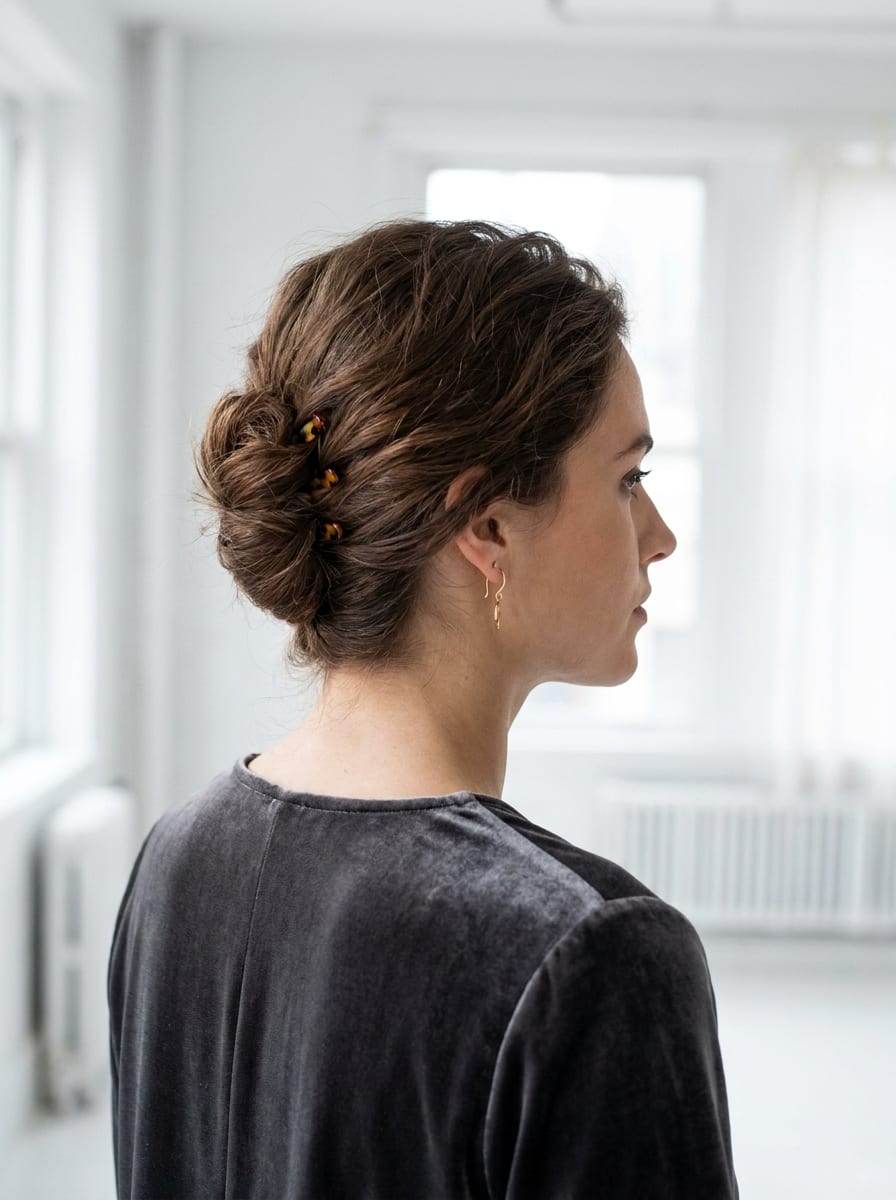 French Twist für mittellange Haare - Festliche Frisur für mittellange Haare